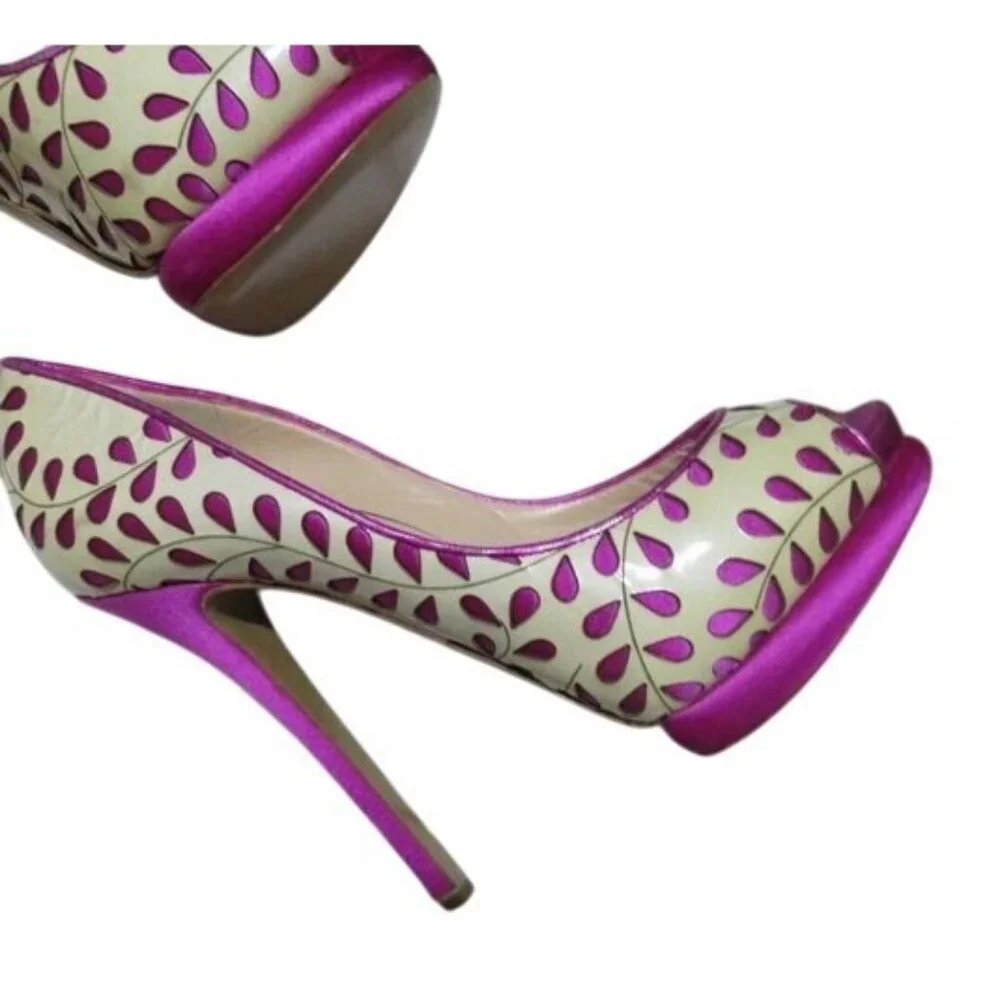 Nicholas Kirkwood Perforated Italian Leather platform stiletto heels 36.5 6.5
